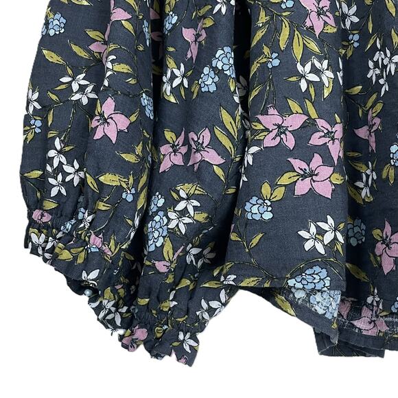 ana 4X Gray Floral Puff Sleeve Blouse Sweetheart Neck Boho Cottagecore Top - Picture 8 of 13